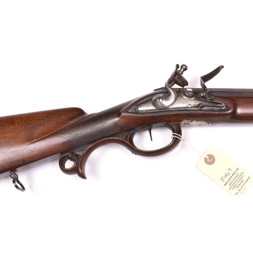 331 - A German 16 bore flintlock sporting gun, c 1770, 41½” overall, 2 stage twist barrel 26¾”, with silve... 