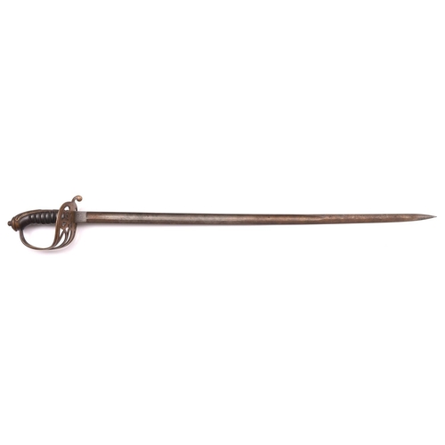 153 - A European (?) infantry officer’s sword,  of similar style to the British 1845 pattern, plain blade ... 