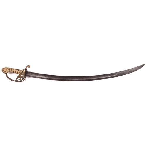 165 - A scarce and interesting RN officer’s fighting sword, c 1827, curved, shallow fullered blade 28”, of... 