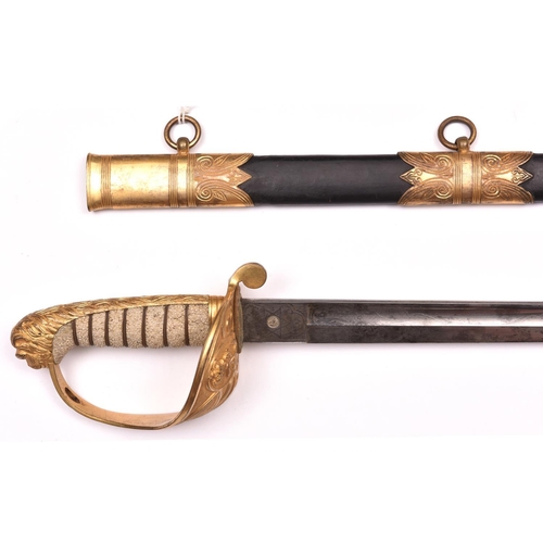 167 - A Vic 1846 pattern Naval officer’s sword, blade 29” by Moore & Jupp, London, etched with Royal Arms,... 