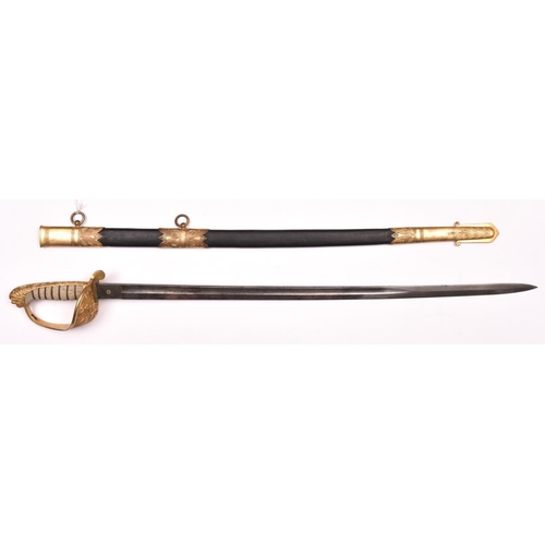 167 - A Vic 1846 pattern Naval officer’s sword, blade 29” by Moore & Jupp, London, etched with Royal Arms,... 