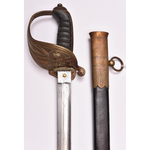 168 - A Victorian 1846 pattern naval sword for Masters, Mates, Midshipmen and Warrant Officers, b lade 31½... 