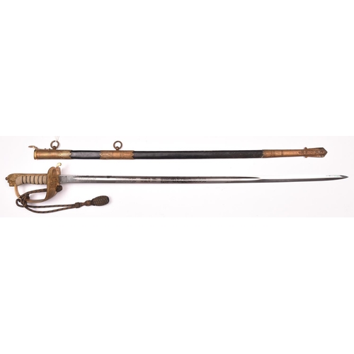 169 - A post 1902 naval officer’s sword, very slightly curved fullered blade 31½”, by “Henry Wilkinson, Pa... 