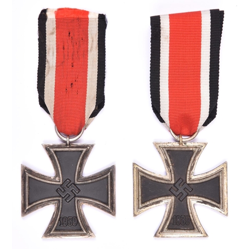 55 - A 1939 Iron Cross 2nd Class, with ribbon,  and another similar. GC (2)  £70-90.