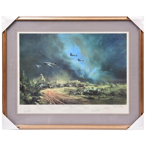 6 - 2 framed and glazed coloured aircraft prints by Frank Wootton, PPGAvA:  “Rocket firing Typhoons at t... 