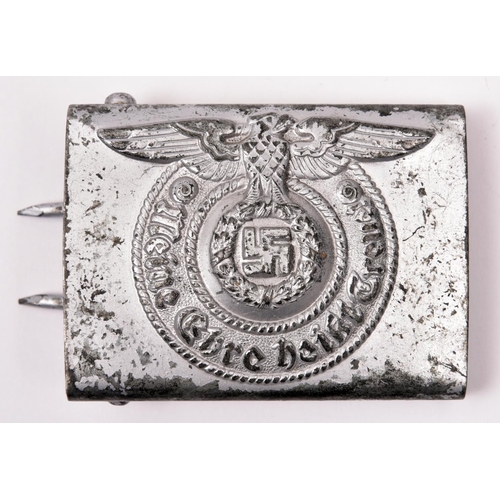 86 - A Third Reich Waffen SS man’s belt buckle, of silvered finished steel. GC (worn)  £100-120.