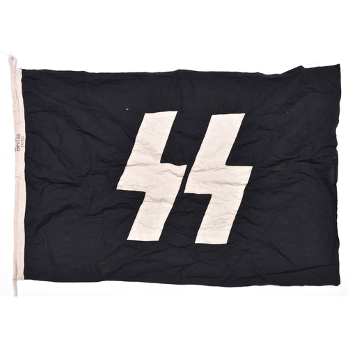 90 - A Third Reich SS flag,  90cm x 57cm, black cloth with applique white runes, dated 1939. GC £250-300