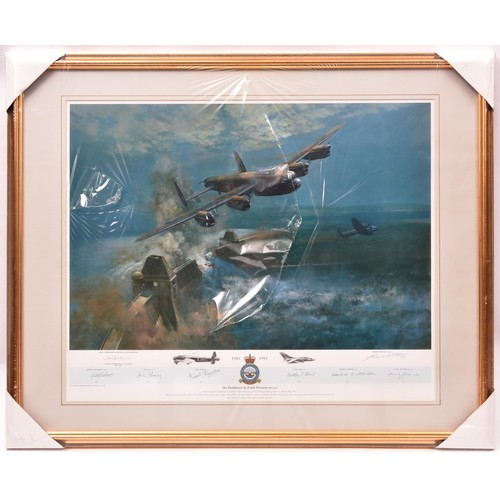 10 - 3 coloured aircraft prints by Frank Wootton, PPGAvA:”The Dambusters, 1943-1993” depicting Lancasters... 