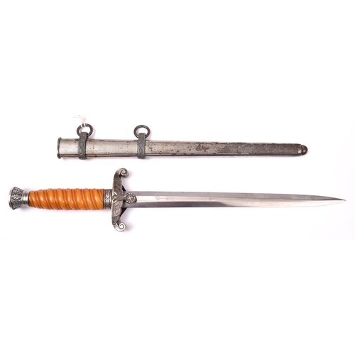 103 - A Third Reich Army officer’s dagger,  by “Rich.A Herder, Solingen”, the hilt having pale orange grip... 