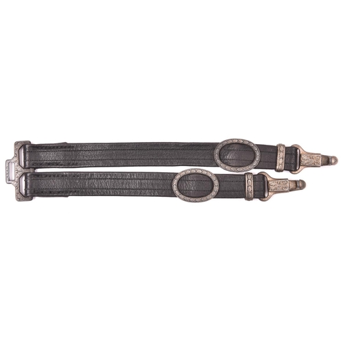 108 - A set of Third Reich dagger hanging straps, similar to the second type RLB leader’s of black leather... 