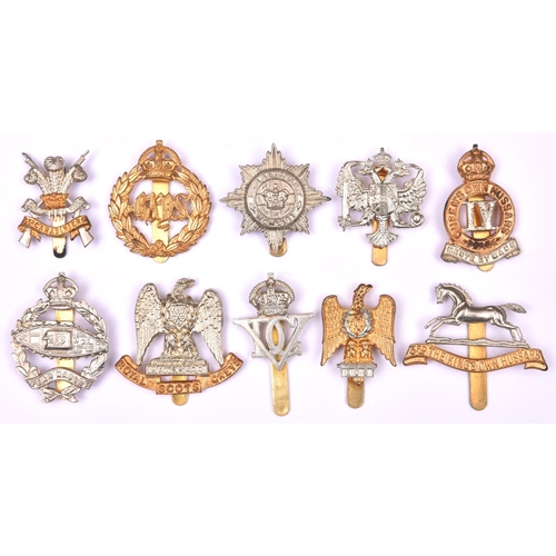 117 - 10 Mostly WWII period Cavalry cap badges:  WM KDG, Bays, 3rd Carabiniers, 4/7th DG, Royal Dragoons (... 