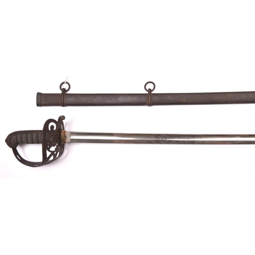 147 - An 1827 pattern Rifle Regiment officer’s sword,  plated 1845 pattern blade 31½”, etched with crowned... 