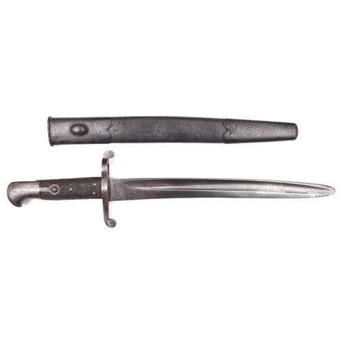 186 - A modified P1856/58 Enfield sword bayonet,  blade reduced to 13” and bearing Enfield inspector’s sta... 