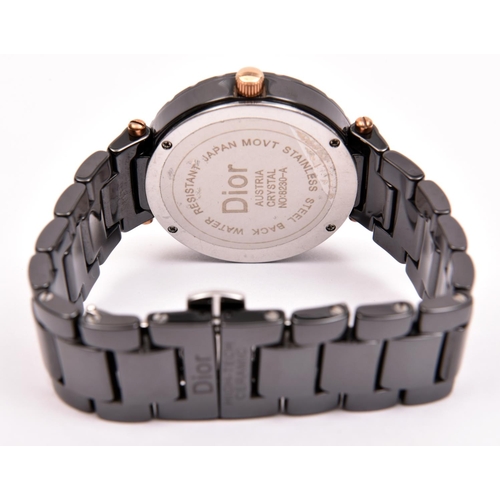 10 - A Doir Black Ceramic watch with quartz movement, dark graphite finished case and bracelet and black ... 