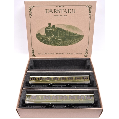 123 - A Darstaed Trains O gauge Southern Railway 2 compartment coach set in lined green livery; Full Third... 