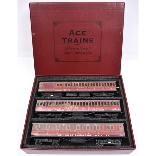 124 - An Ace Trains O gauge LMS 3 unit EMU set in lined maroon livery for 3 rail running. Set comprising 3... 