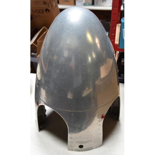 20 - A aircraft nose cone, believed to be from a LearAvia Lear Fan 2100 Turboprop. Aluminium cone with gl... 