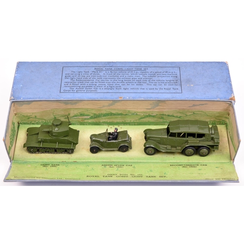 492 - A scarce Dinky Toys Royal Tank Corps Light Tank Unit set (152). Comprising a light tank (152a), reco... 