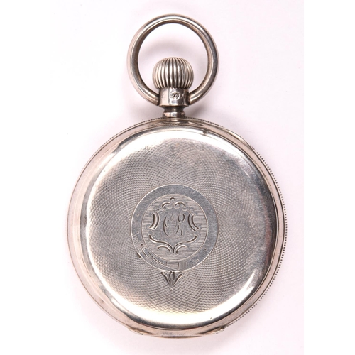 8 - A silver cased keyless Waltham Traveller pocket watch with separate seconds dial. Hallmarked for Bir... 