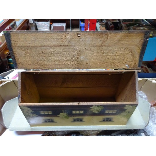 279 - A late 19th/early 20th century wooden Noah's Ark in painted pine finish with hinged lid (approx 540m... 