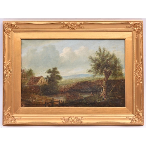 16 - An oil painting by Charles Greville Morris (1861-1922). Oil on canvas of a rural scene with a cottag... 