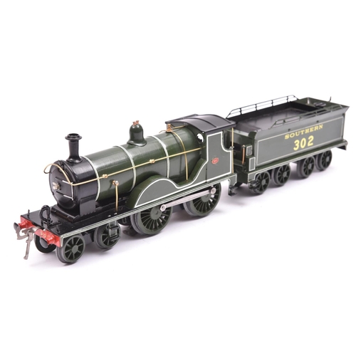 202 - An O gauge brass/tinplate kit built Southern Railway Class T9 4-4-0 'Greyhound' locomotive, 302. Wit... 