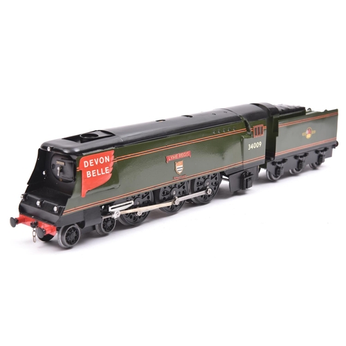 206 - An O gauge modern tinplate hand/kitbuilt BR West Country Class 4-6-2 tender locomotive, Lyme Regis 3... 