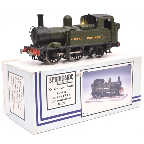 211 - An O gauge Springside Models brass/white metal kitbuilt GWR Class 14xx 0-4-2T locomotive. 1450, in B... 