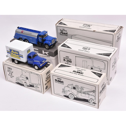 257 - 5 First Gear 1:34 1950's-60's American Trucks. 1951 Ford F6 Dry Goods Van, 'Auto Value Parts Stores'... 