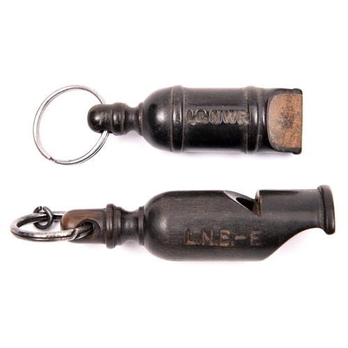 49 - 2x Railway guard's horn whistles. London & North Western Railway engraved with L&NWR underneath. Tog... 