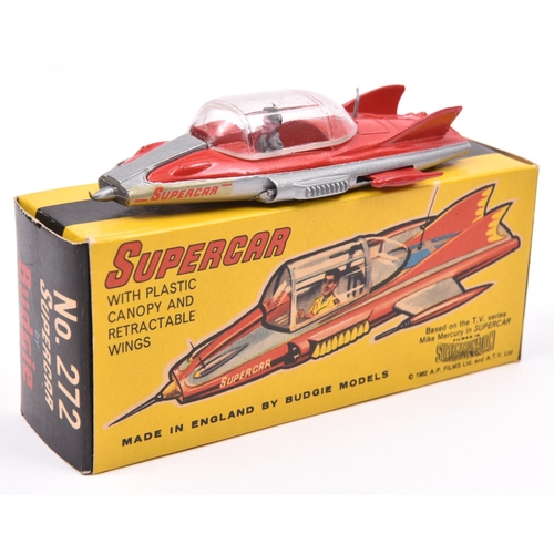 498 - One of the rarest Budgie Toys. A Gerry Anderson 'Supercar'. In red and silver, complete with plastic... 