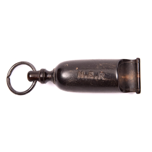 50 - A North Eastern Railway guard's horn whistle. Engraved with NER underneath. VGC for age, slight chip... 