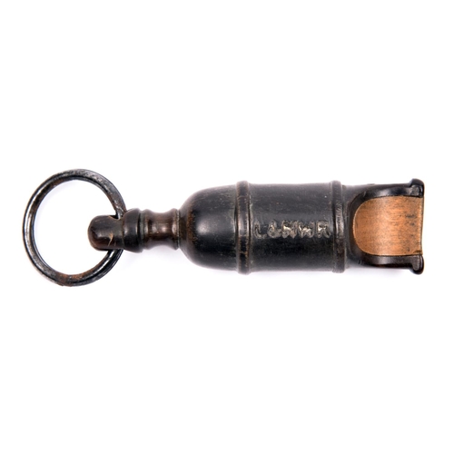 51 - An L&NWR Railway guard's horn whistle. Engraved with L&NWR underneath. VGC for age. £40-60