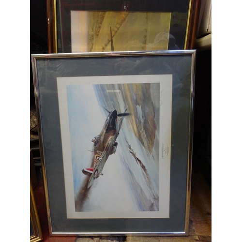 1 - 7x Framed prints of military aircraft. All well mounted and framed with some signed as limited editi... 