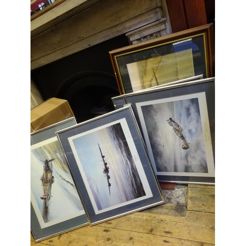 1 - 7x Framed prints of military aircraft. All well mounted and framed with some signed as limited editi... 