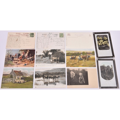 25 - 24x postcards of horses, cows and other farming related scenes. All early 20th Century postcards pub... 