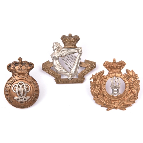 145 - 3 Victorian Cavalry cap badges: 7th Hussar, 8th Hussars, and 18th Hussars. GC  £60-80