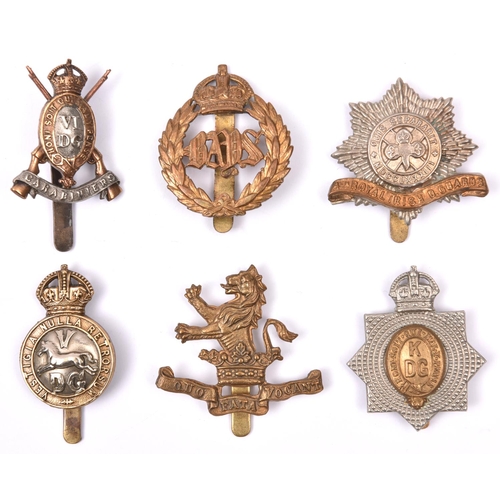 146 - 6 Cavalry cap badges:  post 1915 K.D.G, Bays, 4th Dragoon Gds, 5th Dragoon Gds, 6th Dragoon Gds, and... 