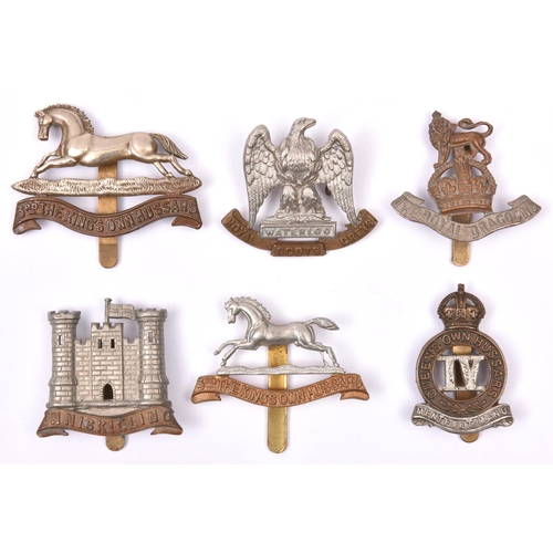 147 - 6 Cavalry cap badges:  1st Royal Dragoons, Ryl Scots Greys, pre 1920 3rd Hussars, post 1920 3rd Huss... 