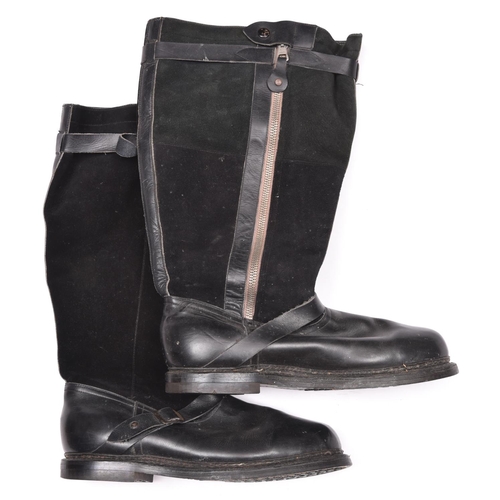 158 - A pair of calf length black sheepskin lined flying boots. Near VGC (Vendor states these are WWII Luf... 