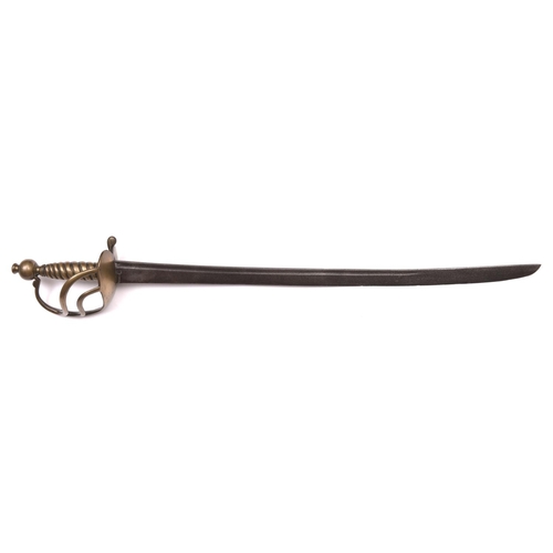 164 - A mid 18th century infantry sidearm of the Glamorgan Militia, slightly curved blade 24” with ordnanc... 