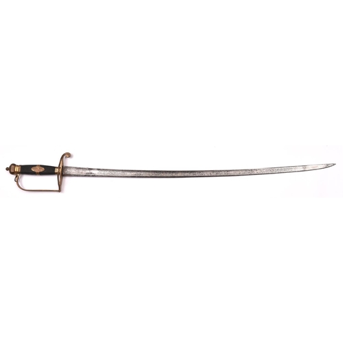 166 - A late 18th century officer’s spadroon of the Percy Tenantry, slightly curved single edged blade 28”... 