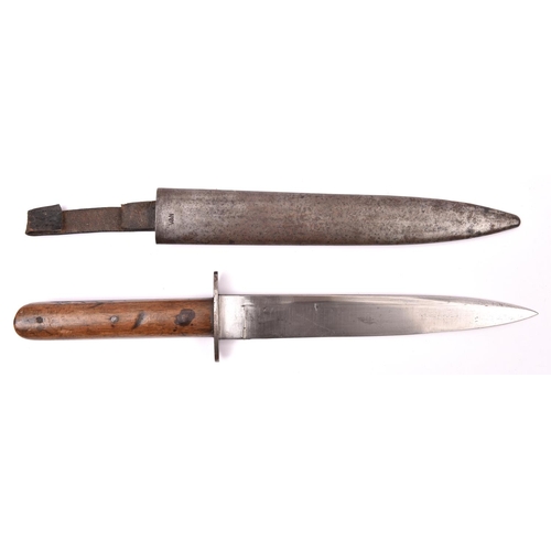 169 - A WWI Austro Hungarian trench or combat knife, single edged blade 8¼” stamped “R”, with steel cross ... 