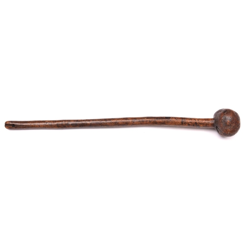 211 - An old Irish wooden shillelagh, of knobkerrie type, 25½” overall, with irregular shaped rootwood hea... 