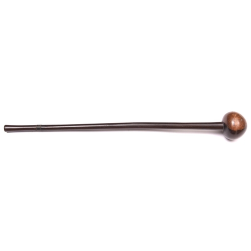 213 - A Zulu hardwood knobkerrie, 26” overall, with single narrow band of thin cord binding. GC £50-60