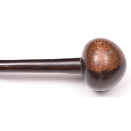 213 - A Zulu hardwood knobkerrie, 26” overall, with single narrow band of thin cord binding. GC £50-60