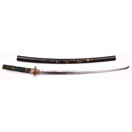 267 - A Japanese shin shinto katana with suguha hamon 68cms, details obscured, with  blade signed Gassan s... 