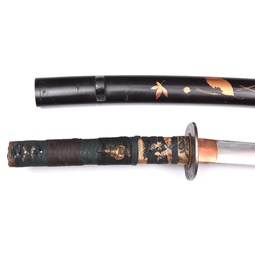 267 - A Japanese shin shinto katana with suguha hamon 68cms, details obscured, with  blade signed Gassan s... 