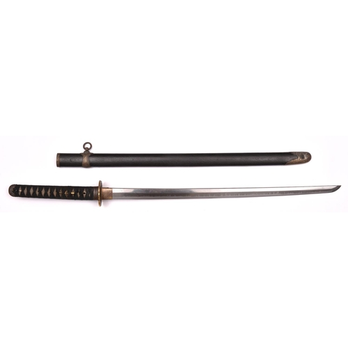 270 - A katana 64.5cm blade with slight curve  configuration (Kambun style) with choji hamon, shortened Sh... 