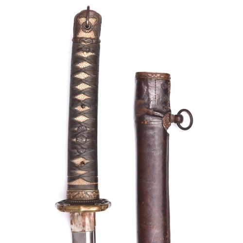 273 - A military katana  with full length grooves, blade appears to have some age with an O-suriage tang a... 